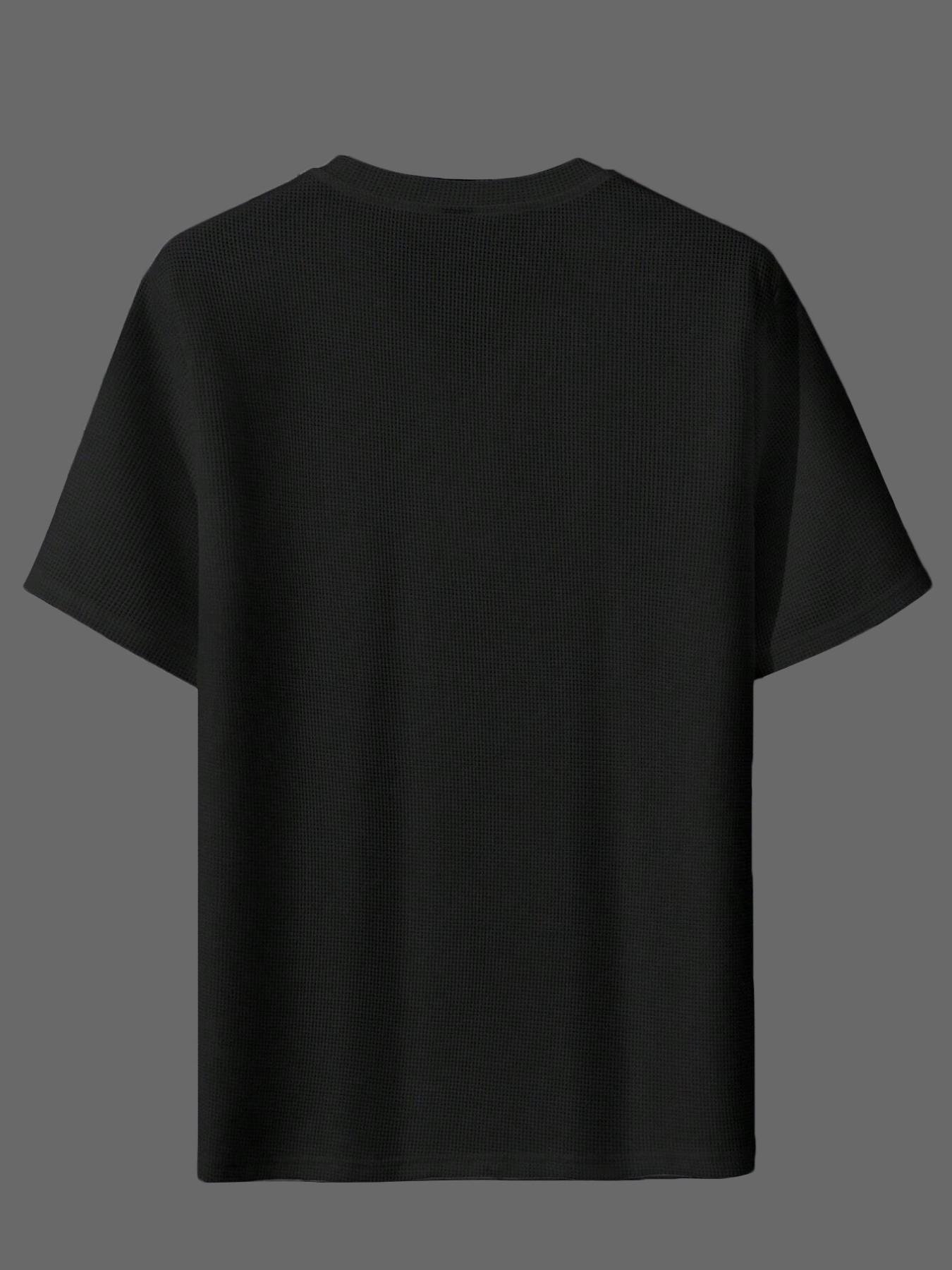 Men's Plaid Knit V-Neck Short Sleeve Top, Casual Button Summer Daily Wear T-Shirt, Comfortable and Stylish Men's Clothing