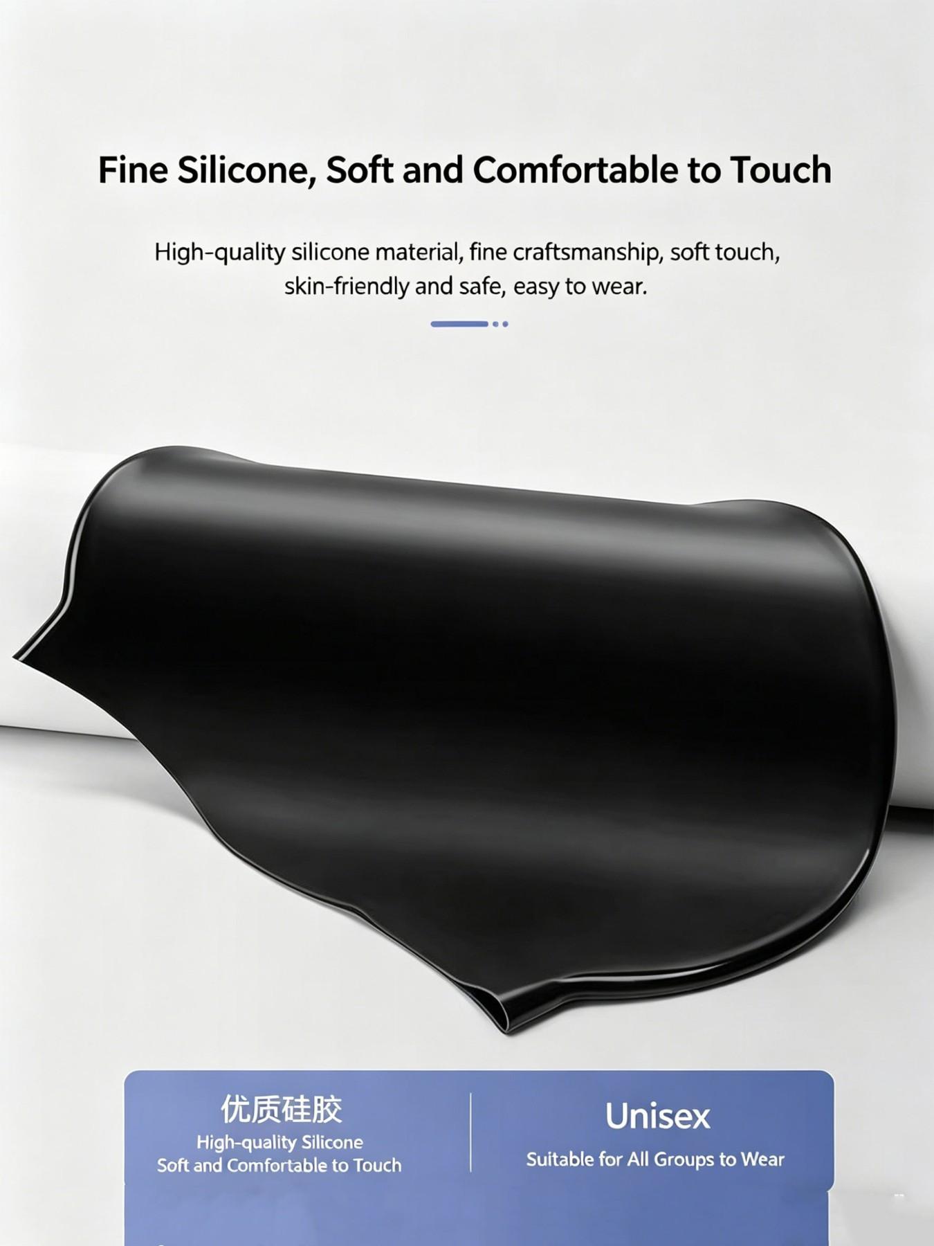 Women's Waterproof Swim Cap, Comfortable Silicone Ear Protection, Large Size for Long Hair, Adult Swimming Hat for Men and Women