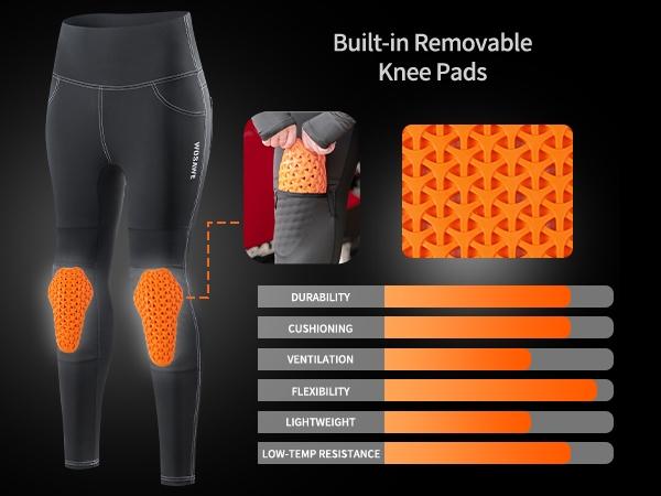 WOSAWE Women's Motorcycle Yoga Leggings with Removable Knee Pads Butt Lifting Cargo Pants High Waisted Sportswear Yoga fabric, light, smooth, no constraint, suitable for riding and daily use