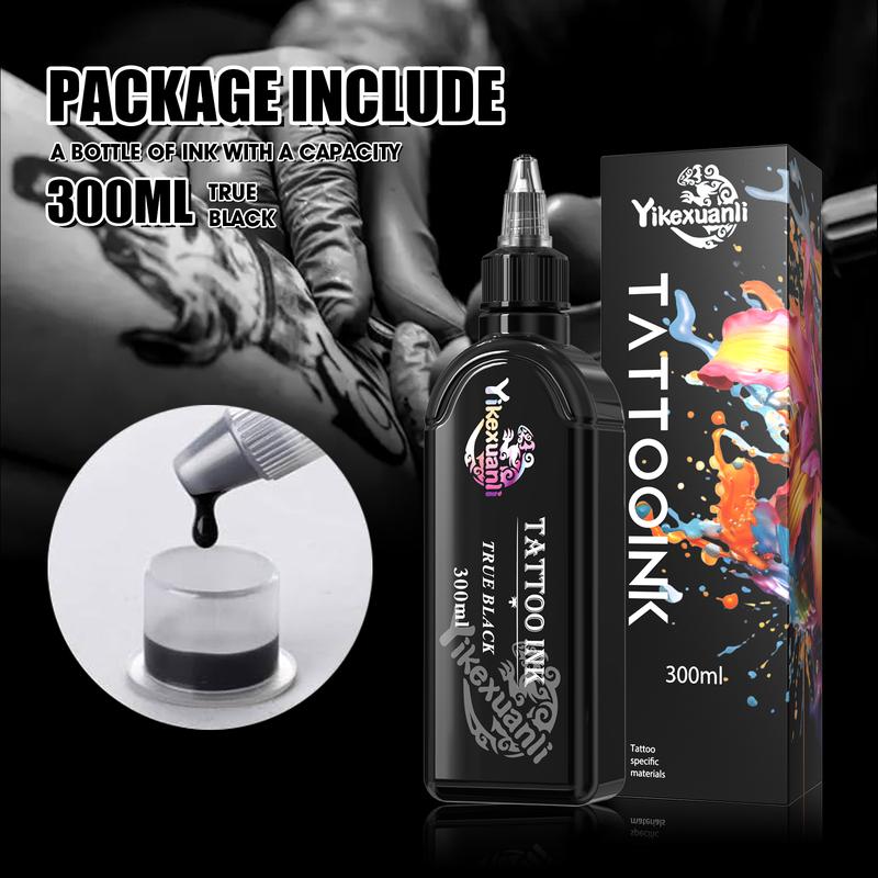 300ml Large-Capacity Black Tattoo Ink Set: Long-Lasting Pigment Formula for Bold Body Art, Also Works for Halloween Cosmetics/Face Paint – Includes Matte & Black Glitter Variants 300ml Large-Capacity Black Tattoo Ink Set: Long-Lasting Pigment Formula for Bold Body Art, Also Works for Halloween Cosmetics/Face Paint – Includes Matte & Black Glitter Variants