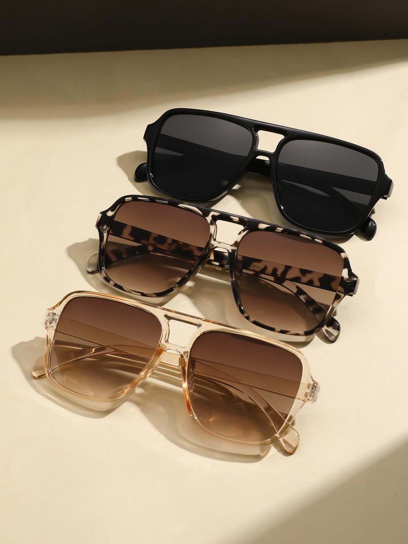 Women's Classic Pilot Frame Sunglasses, Trendy Shades, Vintage Style, Perfect for Driving, Shopping, Afternoon Tea Parties, Pack of 3 Women's Classic Pilot Frame Sunglasses, Trendy Shades, Vintage Style, Perfect for Driving, Shopping, Afternoon Tea Parties, Pack of 3