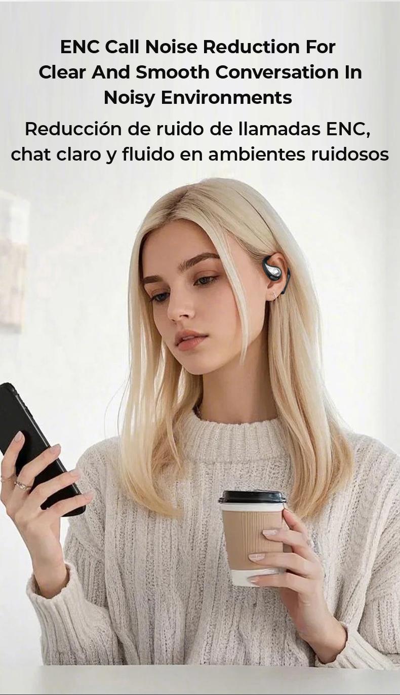 ERAZER XP9 OWS True Wireless Bluetooth Earphones, Open Ear Headphones for iPhone Android Mobile Phone, Waterproof Headseets with Display Charging Case Earbuds