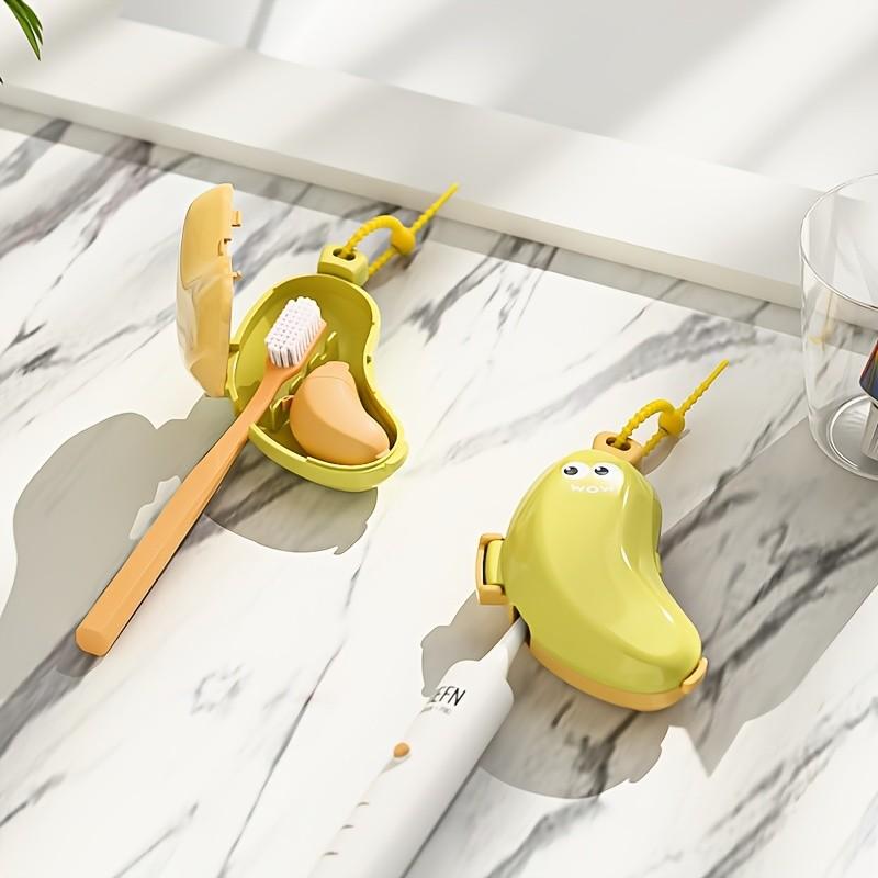 Creative Cute Banana Shape Toothbrush Storage Box, Toothbrush Holder, Portable Lightweight Travel & Home Use, Brush Head Protector, Ergonomic Design, Odor-Free
