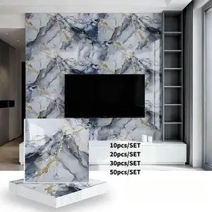 30/50 PCS Self-Adhesive Marble Bathroom Tiles, Waterproof Backsplash Wallpaper Stickers Wall Panels for Bathrooms and Kitchens, Easy Peel-and-Stick Design for TV Background Wall Decoration