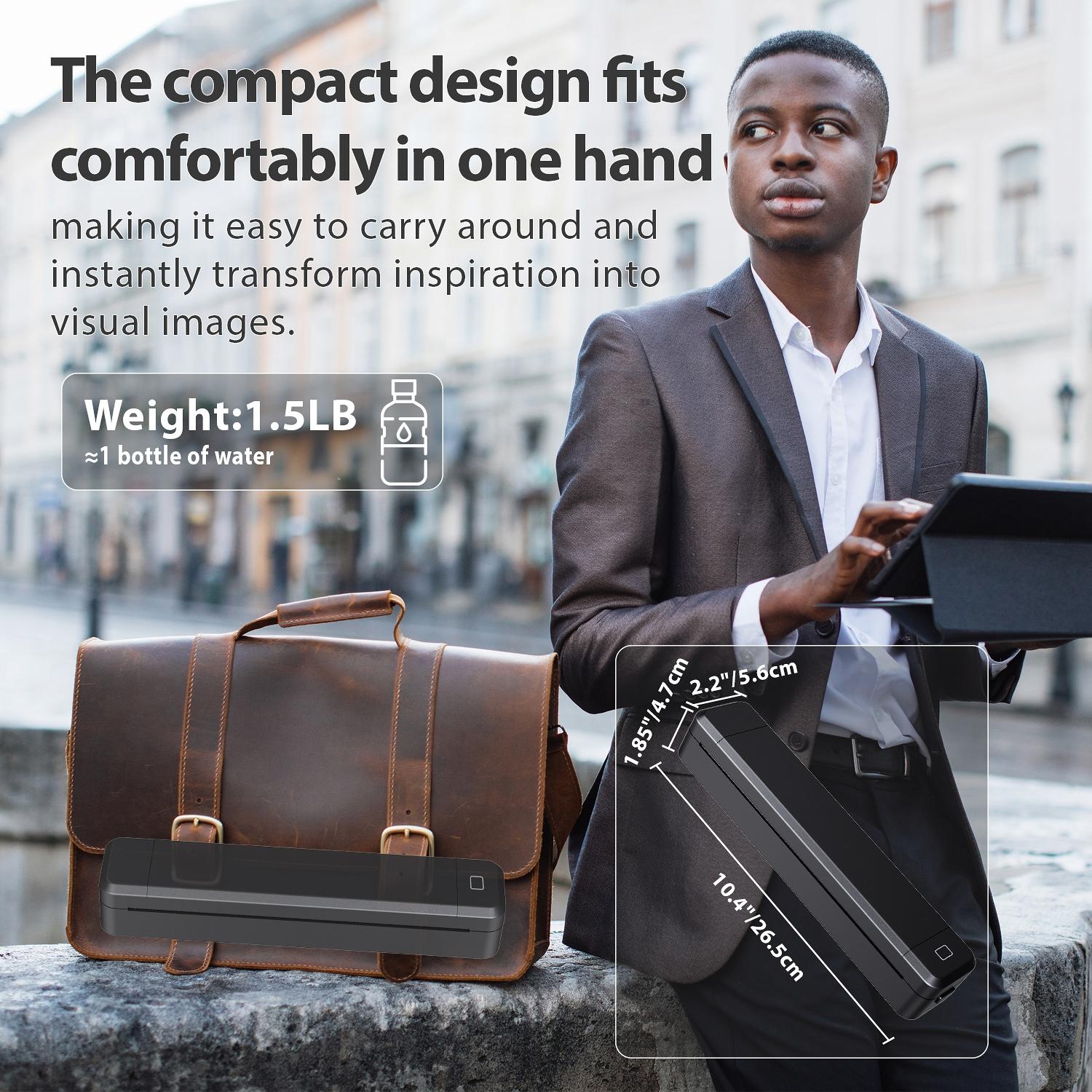 Portable A4 Printer, Portable Handheld Printer, Wireless Portable Printer, Inkless Printing Machine, Mobile Phone Bluetooth-compatible Direct Connection Printer, Office Equipment for Home School Dormitory