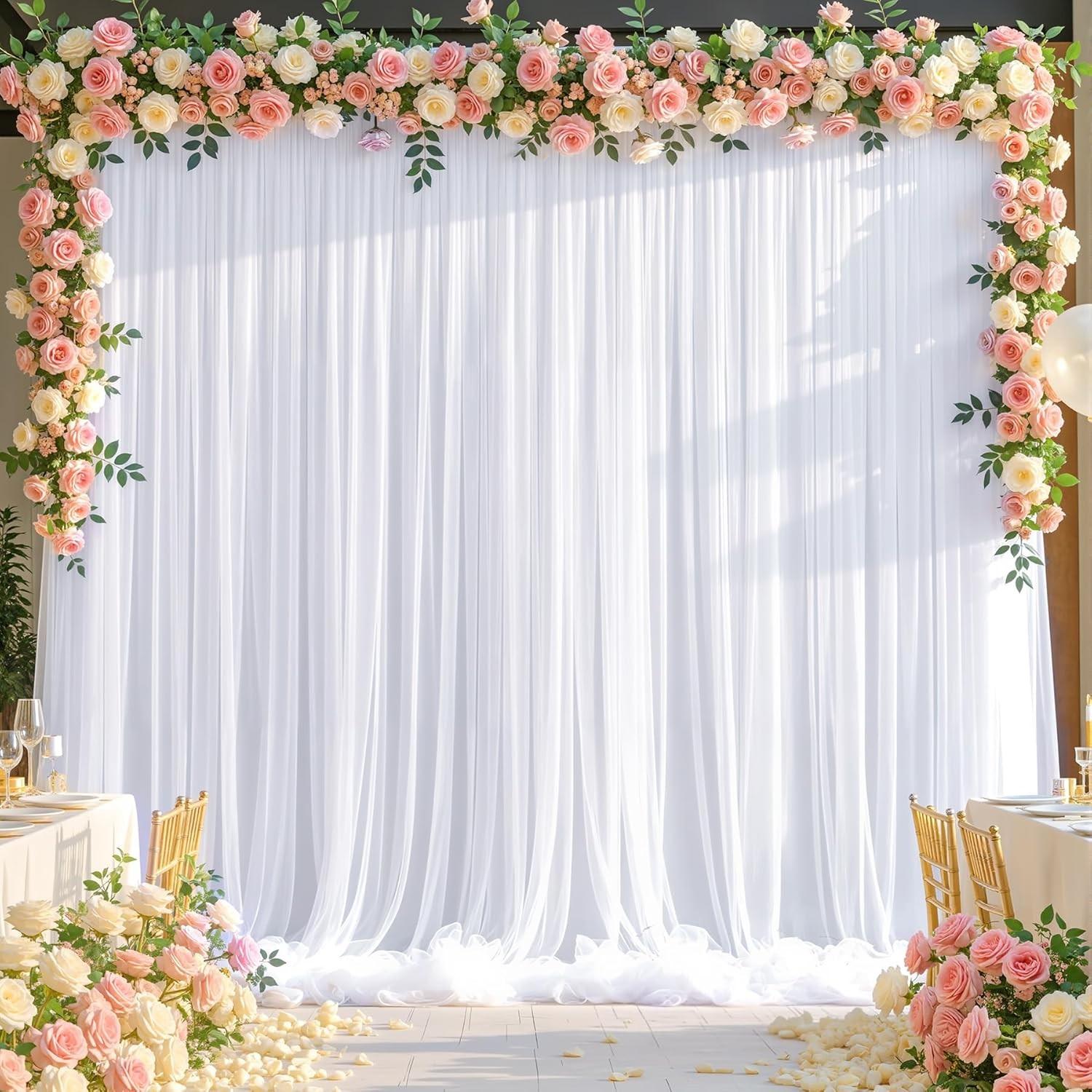 2pc Sheer Background Curtain, Perfect for Parties, Weddings, Baby Shower, Bridal Party, Birthday Party, Photography Backdrop Decor