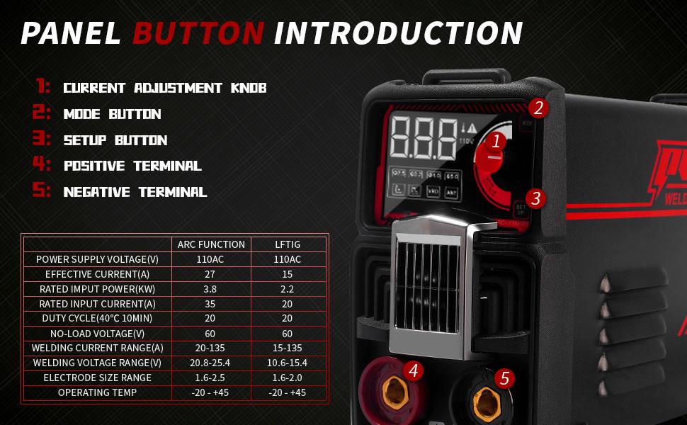 Puwu 110V 135A Rod Welder Digital Welder with Overheat Protection, Electrodes, Digital Screen, Quick Connectors, and Hot Start - Mini MMA Arc Welder