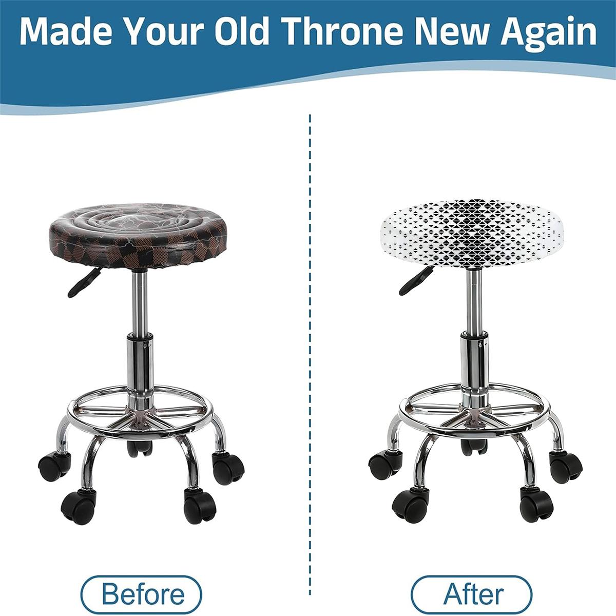 2/4/6/8PCS triangular geometry digital printing pattern universal elastic round stool cover for all seasons, elastic, bar chair cover, outdoor chair, small round cushion cover, restaurant, cafe and other scenes