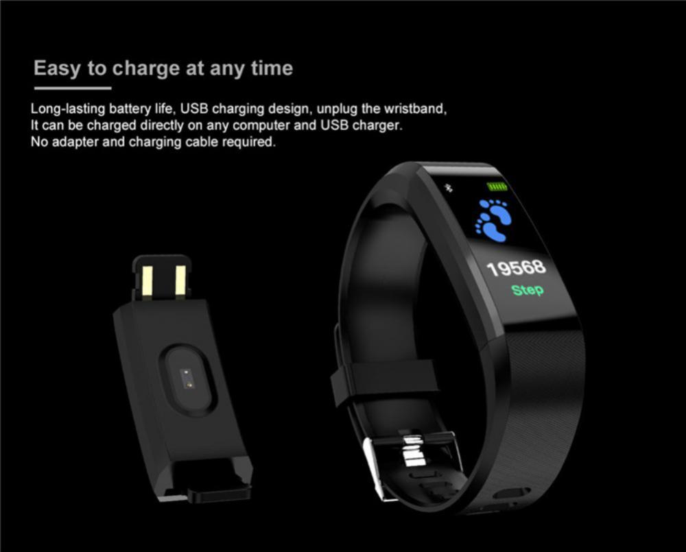 115plus Smart Watch for Men and Women, Bluetooth Wireless Fitness Tracker with Heart Rate, Blood Pressure Monitor, Remote Camera, Waterproof Design & Wireless Charging for Fitness Enthusiasts