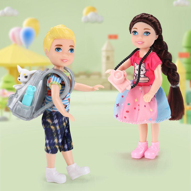 Cute 5.5 Inch Couple Doll Set, Seven Pieces Boy Girl Characters, Unisex Fashion Gift, Perfect for Couples and Collectors