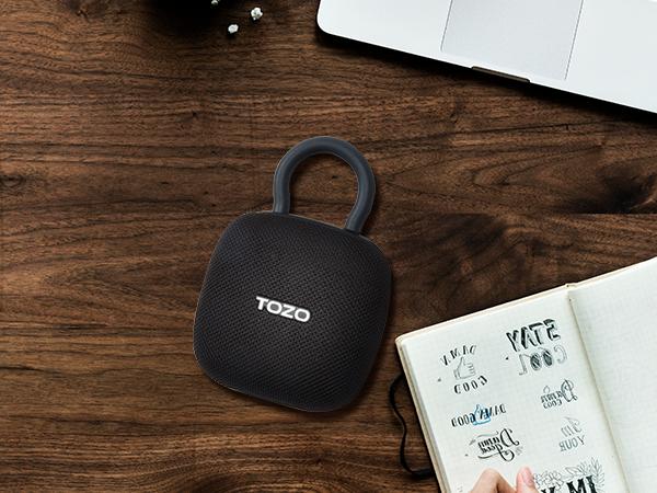 TOZO PE1 Portable Bluetooth Speakers with Adjustable Carabiner, Mini Bluetooth Wireless Shower Speaker with IPX8 Waterproof, 32H Playtime Punchy Bass Audio Speaker for Home, Outdoor and Travel, Black