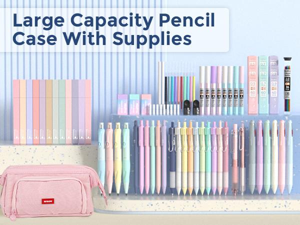 Nicpro 78 PACK Aesthetic School Supplies with Cute Pen Case, Pastel Highlighters, Ink Gel Pens, Mechanical Pencils, Ballpoint Pen for Student Stationary, ideal Christmas gifts