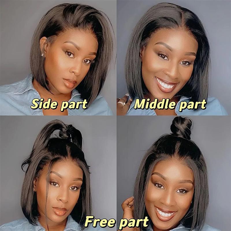 13x4 Glueless BOB Wig Lace Frontal Wig Pre-Everything 220% Ear To Ear Natural Hairline HD Lace Skin Melted Silky Straight Human Hair Wigs With Drawstring