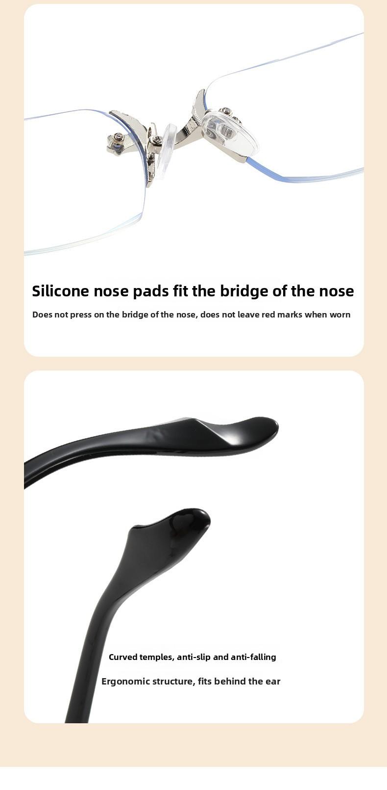 EunoiaLens Rimless High Quality Eyewear, Frameless HD Vision Glasses with Clear Lenses, Diamond-Cut Edges, Stainless Steel Fashion Temple Decor, Lightweight Unisex Adults' Accessories for Computer, Daily Use, Mens Gift