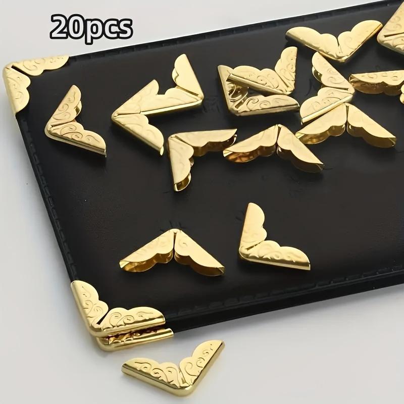 20 Pcs Golden Metal Book Corner Protectors, Luxurious and Elegant Book Corner Covers, Suitable for Student Books, Office Documents and More