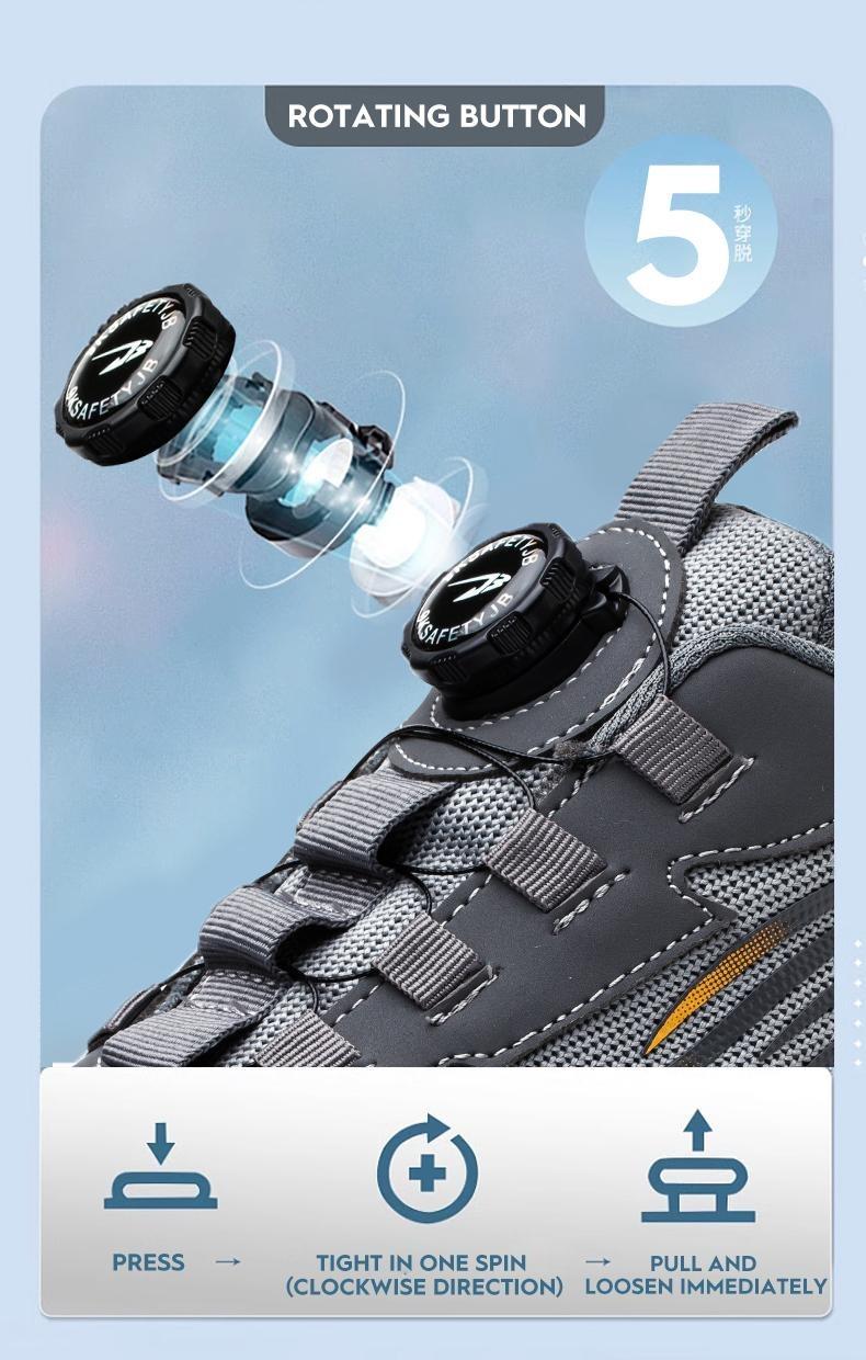 Product Introduction of Men's steel toe shoes, puncture-proof and smash-proof with swivel buckle, contrasting mesh work safety shoes, suitable for outdoor work, blue-collar workers, industrial construction, outdoor casual shoes Product model: 266 11