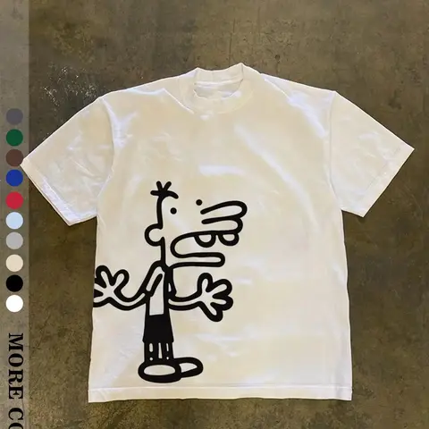 Streetwear Graphic Cartoon Print Loose T-Shirt for Men, Fun Sketch Design, Comfortable Casual Top, Perfect for Daily Wear, Cool Graphic Tee