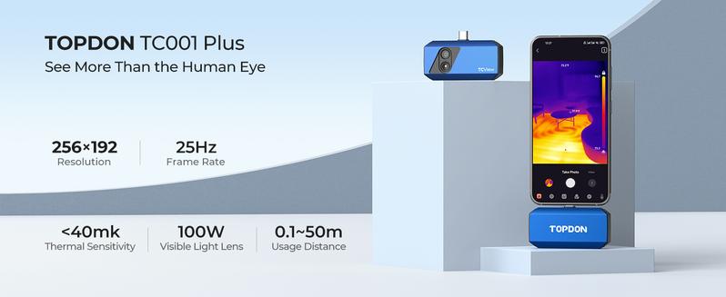TOPDON TC001 Plus Thermal Camera for Android, 256 x 192 IR High Resolution with Visual Camera, 25Hz Refresh Rate, Dual-Lens Thermal Imaging Camera