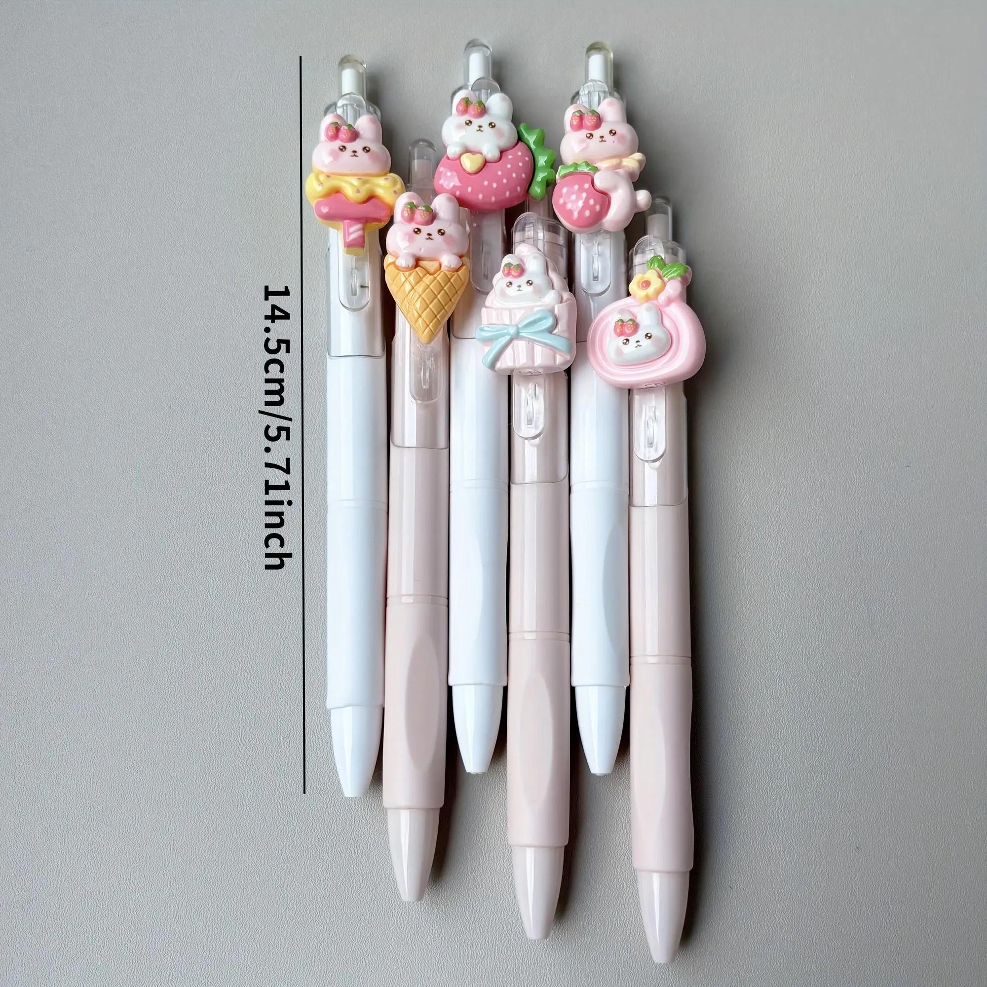 Cute Rabbit Theme Multifunctional Ballpoint Pens, Ink, Click Design, Smooth Writing, Durable Plastic Body, 0.5mm Fine Tip, Random Style