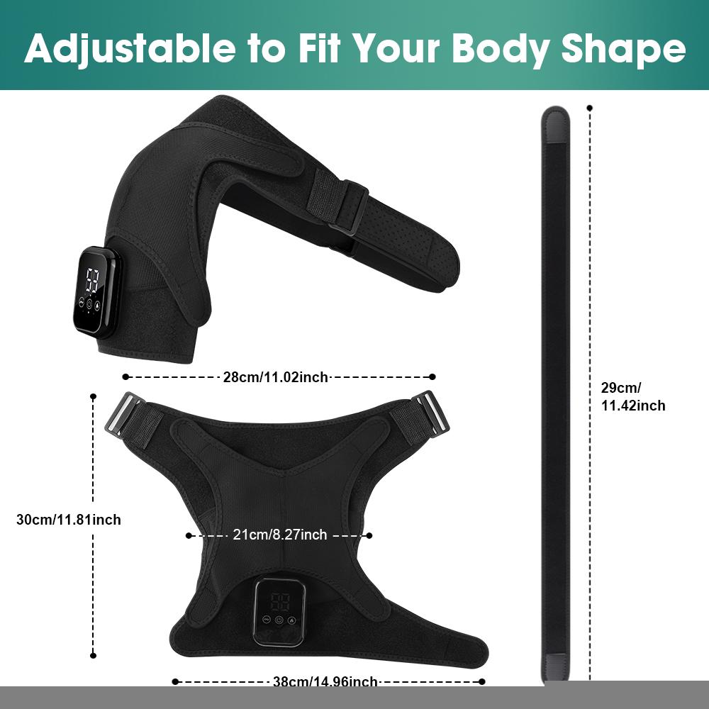 3 Vibration Modes Heating Shoulder Support, Adjustable Shoulder Brace, 2500mah Rechargeable, Extended Strap, Touch Screen Timer, Left Right Universal, Christmas Gift