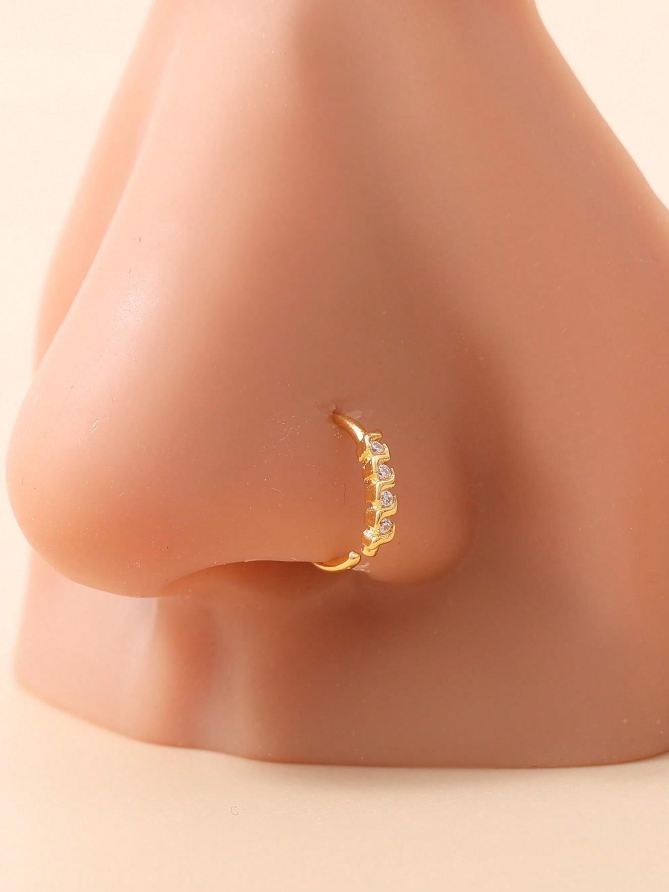 4pcs Minimalist Fashion Nose Rings & Studs for Women, Copper Alloy Plum Blossom Design, Casual Style, All Seasons, Party Gift