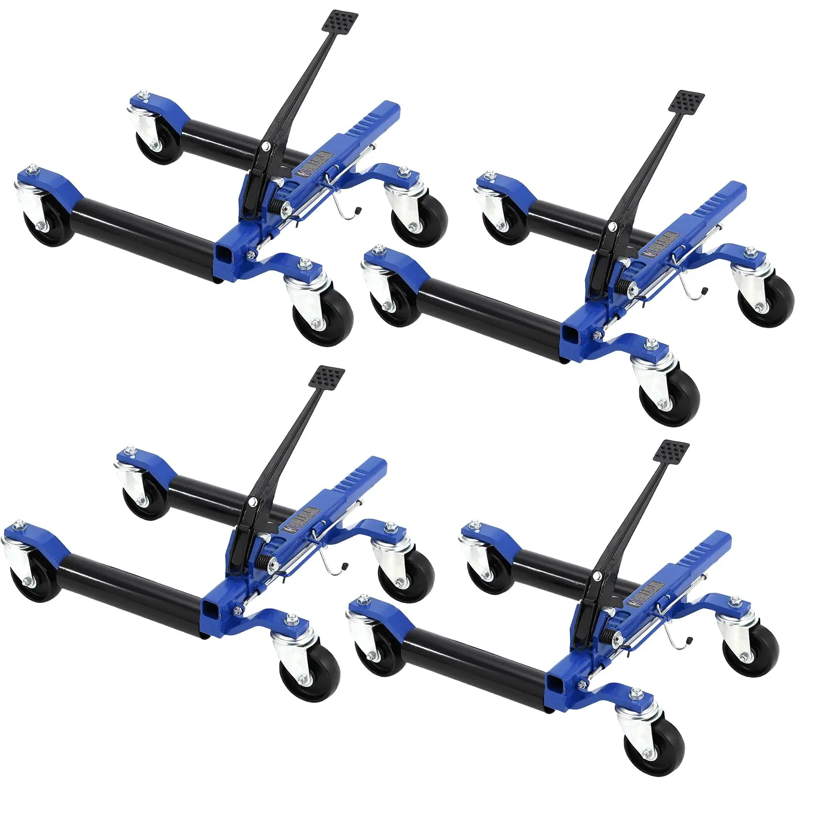 Wheel Dolly Jack Set – 1500lbs Capacity – Alloy Steel – Twin Rollers – 4" Ball-Bearing Casters – Foot Pedal Operation – for Auto/Garage – Heavy Duty
