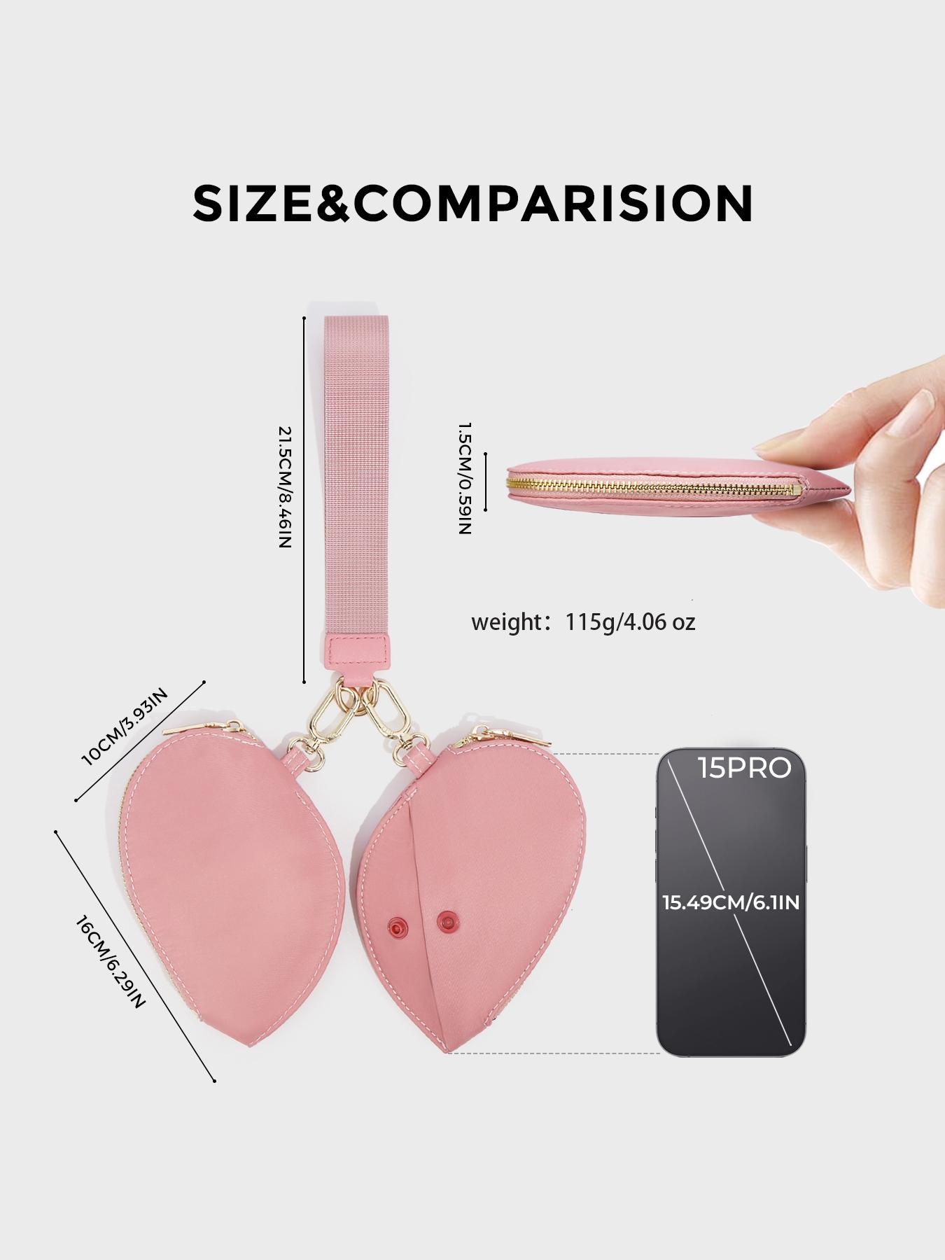 Women's Heart Dual Pouch Wristlet, Small Stylish Keychain Wristlet Strap, Mini Detachable Keychain Wallet, Portable Coin Purse for All Occasions