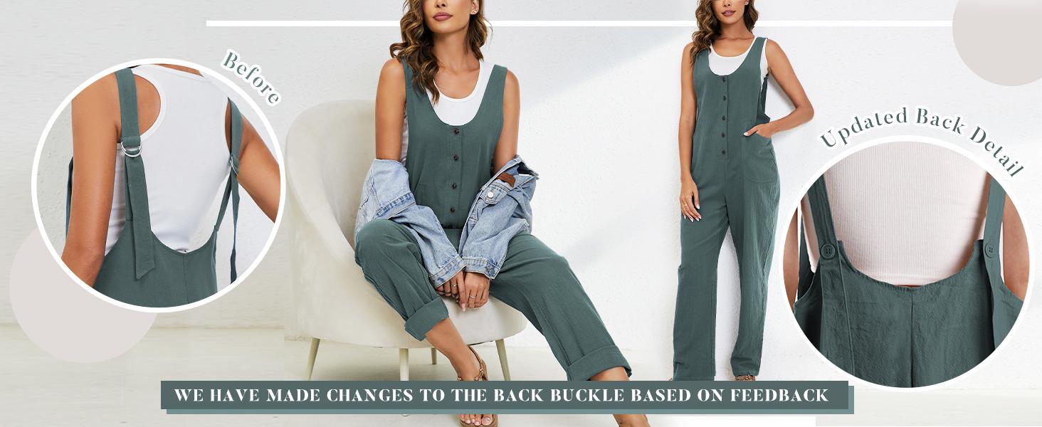 Yeokou Women's Overall Linen Cotton Jumpsuit Loose Casual Jumper with Pockets Yeokou Women's Overall Linen Cotton Jumpsuit Loose Casual Jumper with Pockets