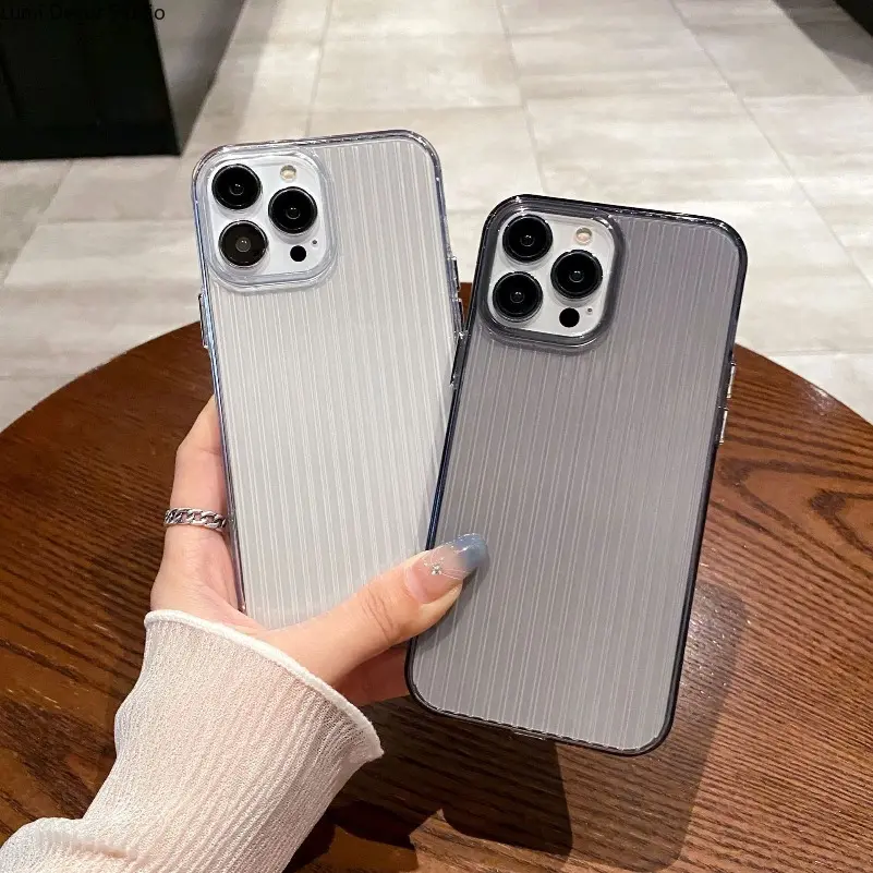 Corrugated Transparent Phone Case - Soft Protective Cover with Large Camera Cutout, Wireless Compatible, Drop Shock Protection for 14-16 Pro Max Series Phones, Daily Carry
