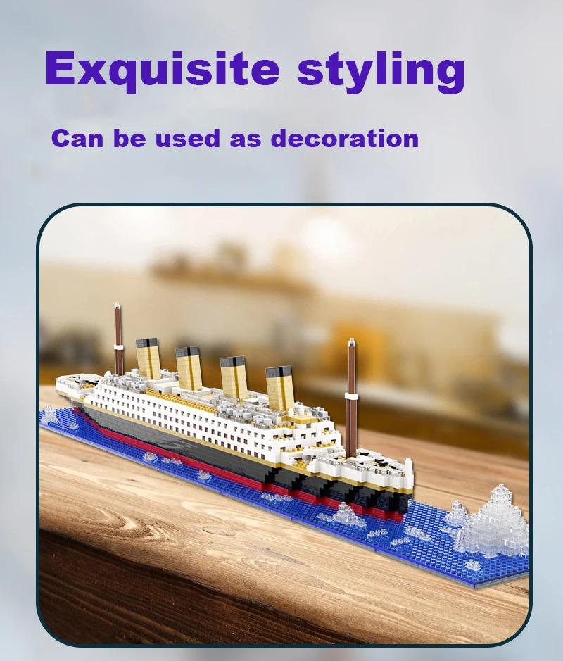 Small Particle Building Block Assembly Toy Titanic Giant Boy Girl Puzzle Cruise Ship Brick Model Kit Desltop Birthday Gift Child