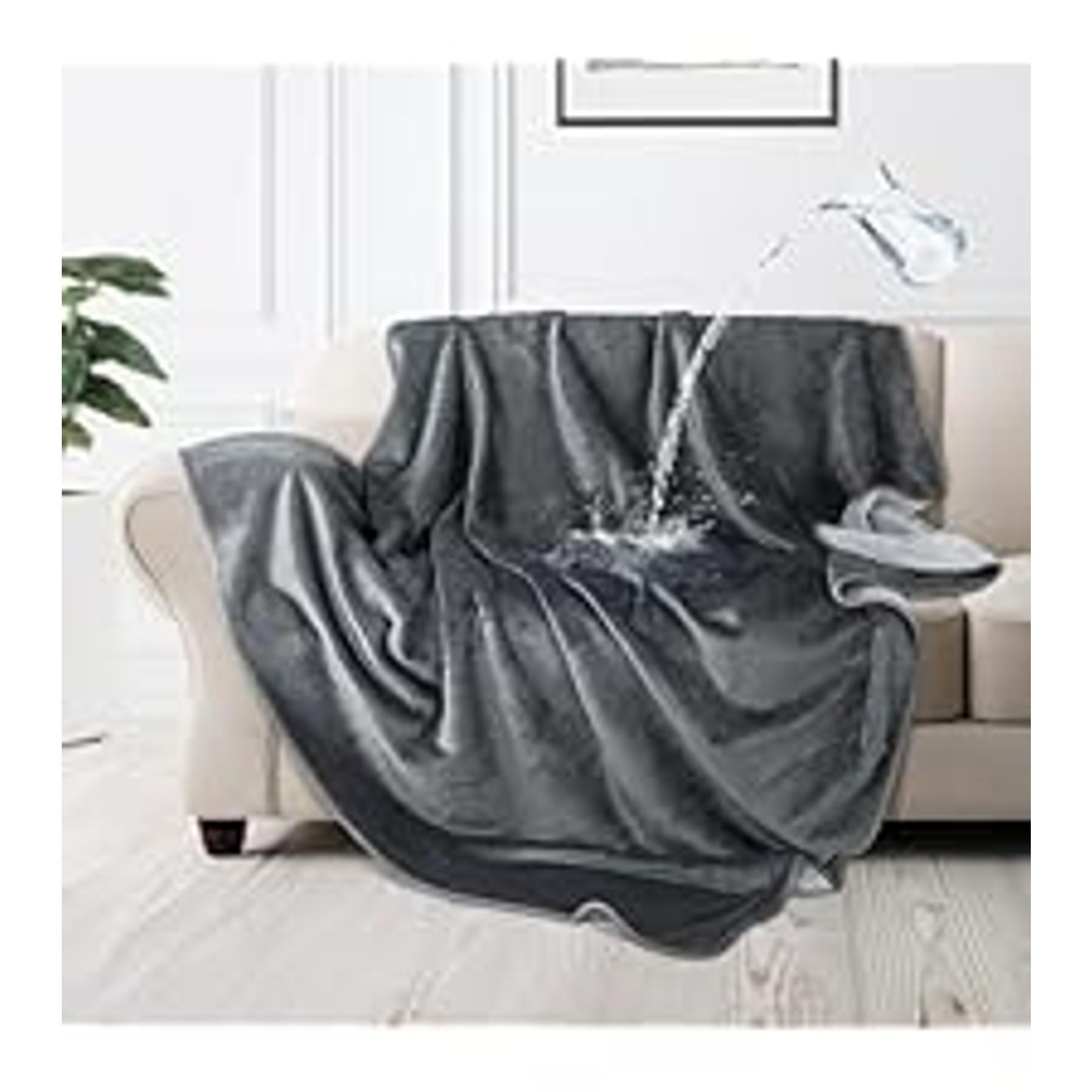 Waterproof Throw Blanket for Couch: Reversible Leakproof Couch Blanket 40" x 60", Soft Flannel & Coral Fleece Bed Blanket Stain-Proof for Sofa Cover, Pet Accidents, Travel, Grey