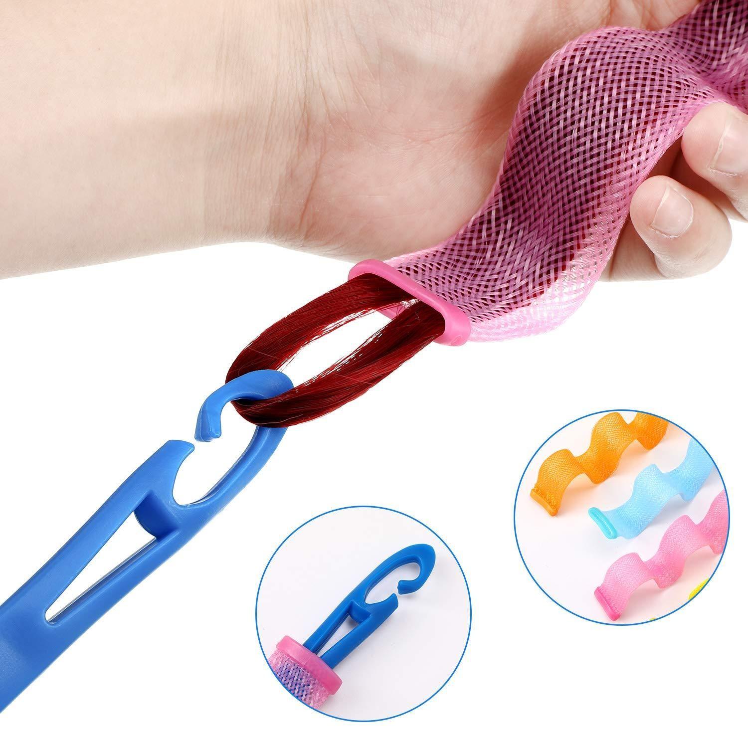 28-piece Wavy Heatless Curler Set, including styling hooks, can create various hairstyles, a perfect Valentine's Day gift for girlfriends, easily achieve perfect hairstyles without heating (45cm, mixed colors)