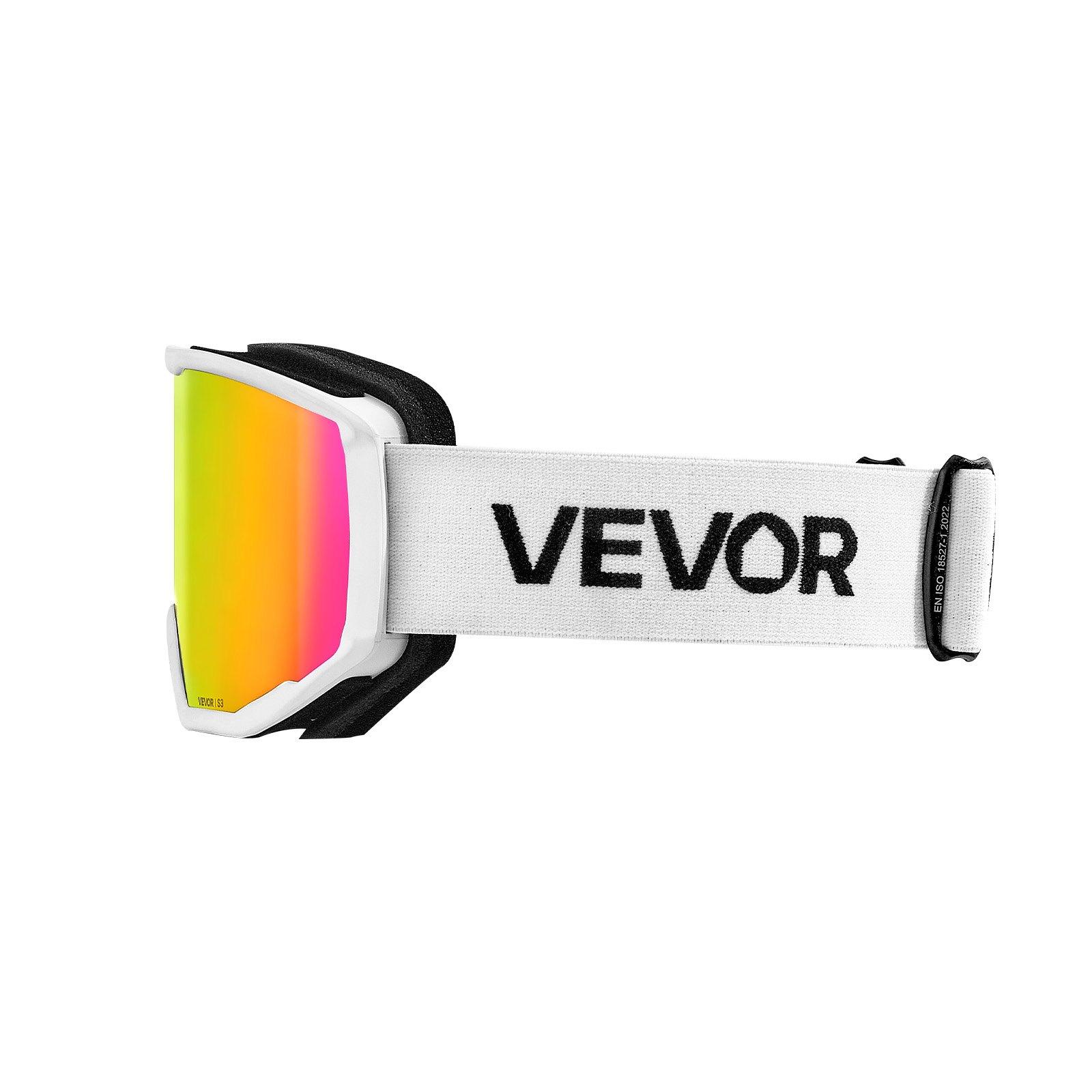 fathersdaygift  VEVOR Ski Goggles, Cylindrical Lens with Pink Revo Coating, OTG Anti fog Snow Goggles for Men Women Youth, TPU Frame Ventilation Structure, Suitable for Skiing, Skating, Snowboarding, Cycling