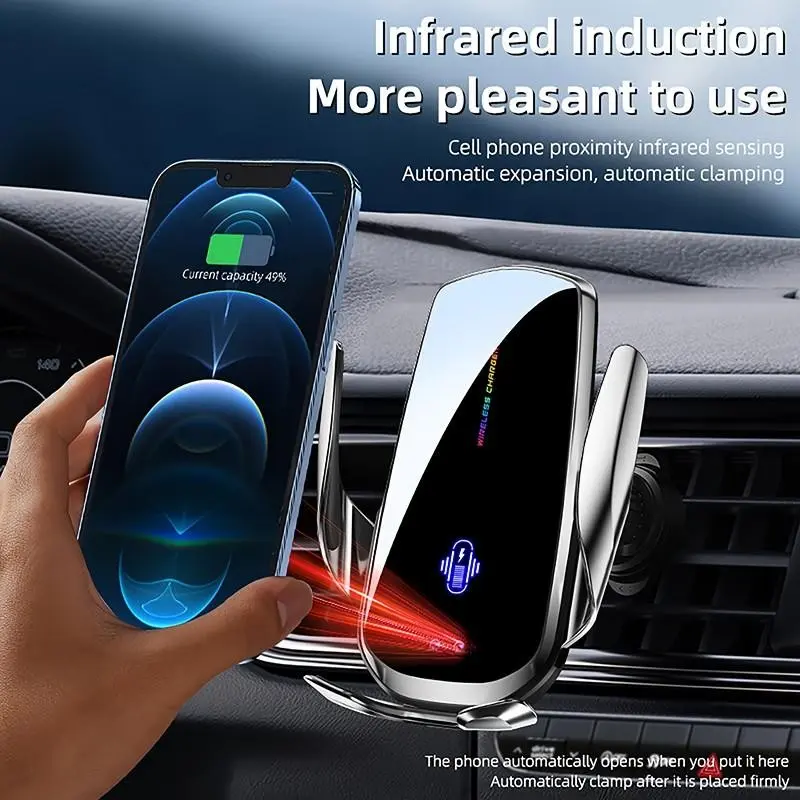 15w Car Wireless Charger, Auto Car Mount Phone Holder, Fast Charging for iPhone 17-12 Pro/max, Samsung, Xiaomi, Induction Charging