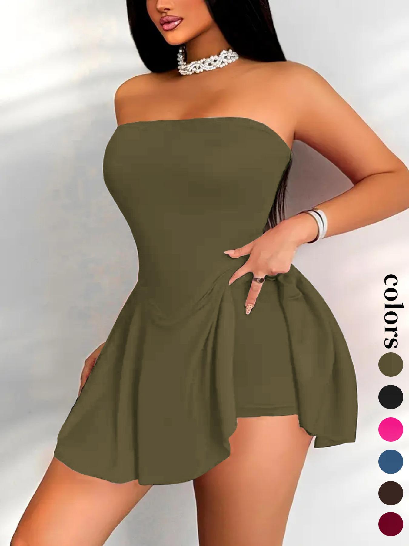 Women's Plain Tube Dress, Fashion Casual Sleeveless Dress for Daily Outdoor Wear, Ladies Dress for Summer, Womenswear