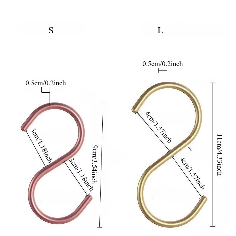 10 pcs, S-shaped hook, multi-purpose S-shaped hook for kitchen and bathroom, metal S hook, hanger aluminum alloy, multi-functional hook.
