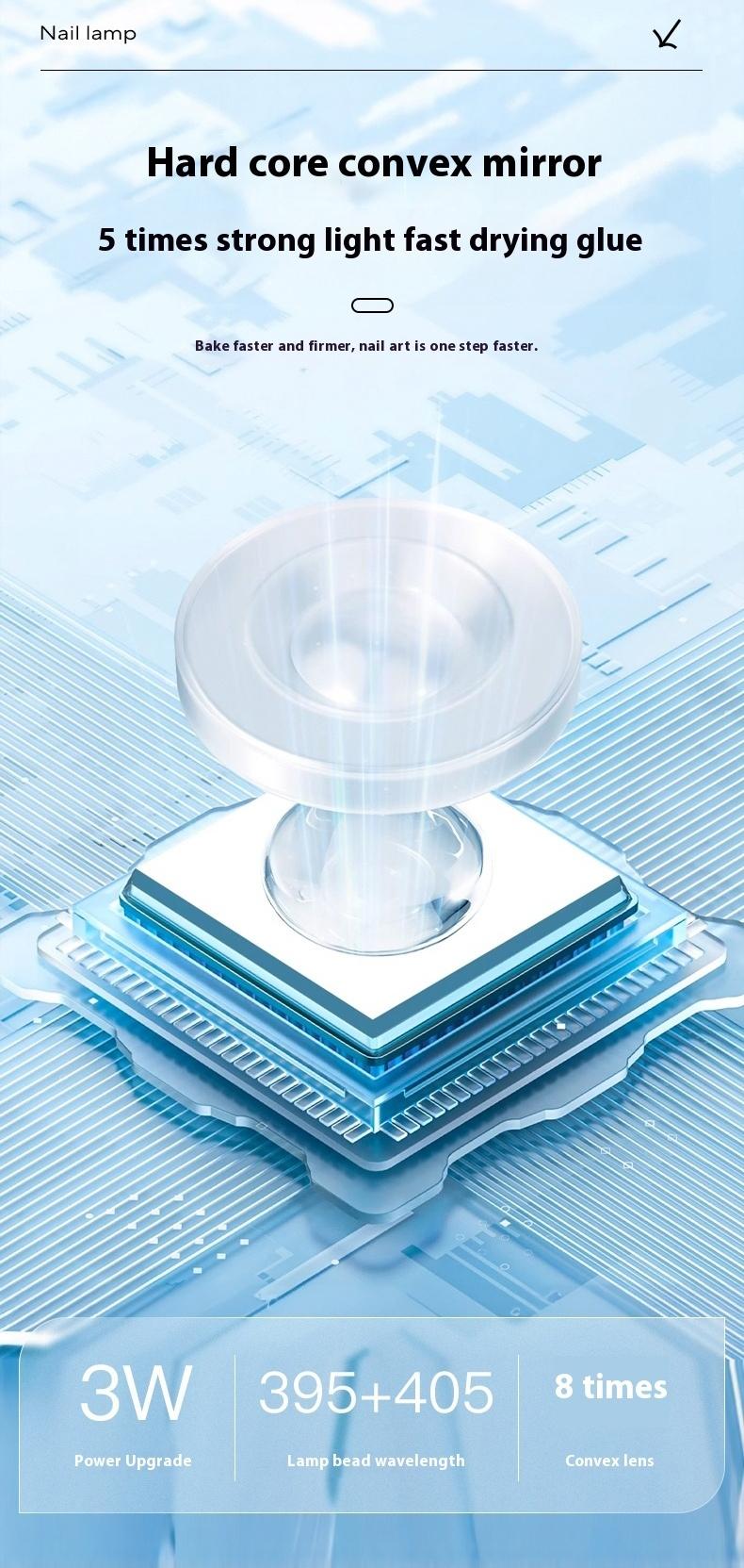 Intelligent digital display USB mini ultraviolet nail polish drying lamp - Rapid curing nail polish adhesive light therapy lamp - Portable digital nail drying machine - Household nail drying device - No black hand - Beginner's entry-level nail art tools