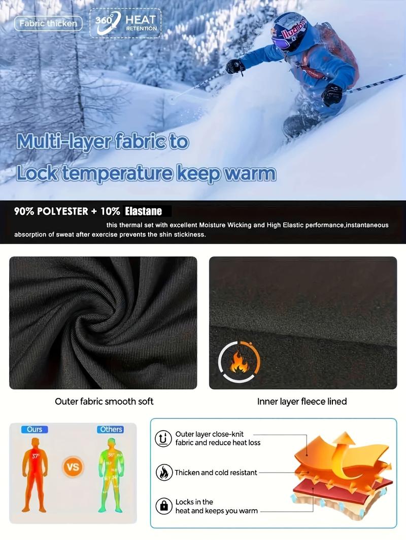 2-Pack Men’s Thermal Base Layer Set – Compression Garment, Fleece-Lined Compression Top & Pants with “Bull Head” Print, Warm Stretch Gear for Cold-Weather Running, Skiing, Hiking & Winter Outdoor Training