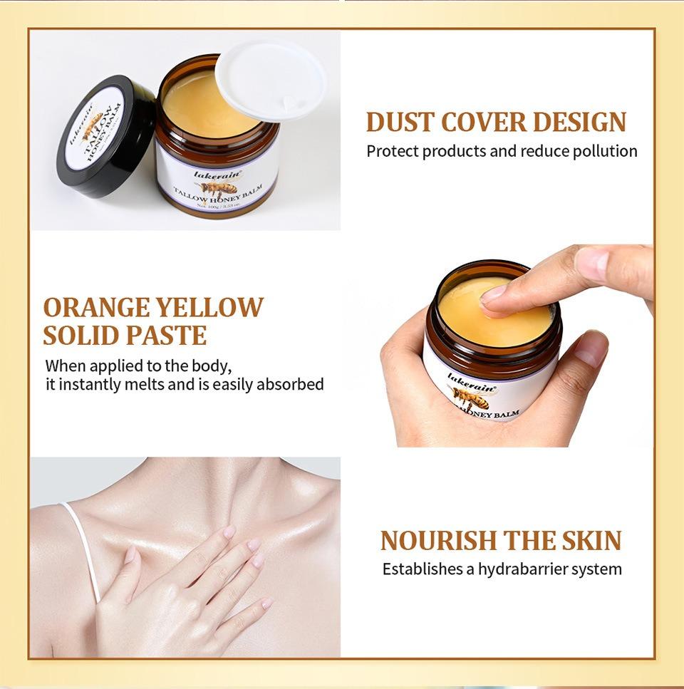 Beef Tallow & Honey Balm Cream, All-Natural Moisturizer Hydrates and Nourishes the Skin, Grass-fed Beef Tallow Honey Balm blend Nourishing Moisturizer for Face, Body & Hands.