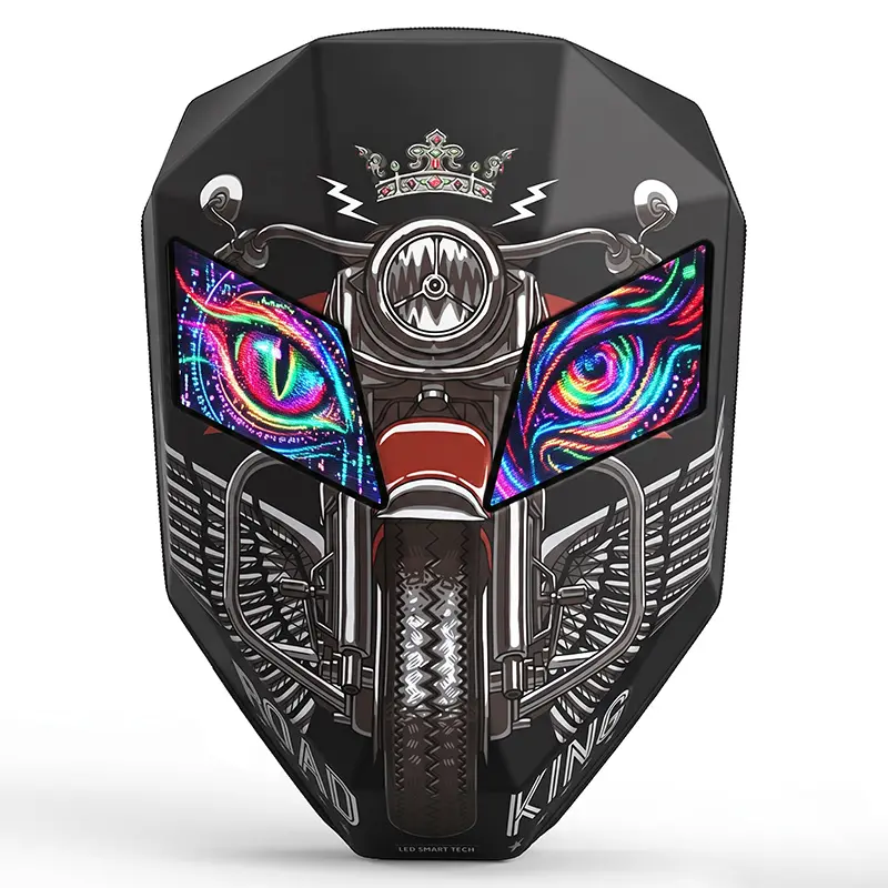 Knight Computer Backpack with Programmable LED Screen, Cool Road King Motorcycle  Hard Shell & Durable Polyester for Bikers, Expandable for 15.6" Laptops, High Visibility, Trendy Backpack, Multi Functional Backpack