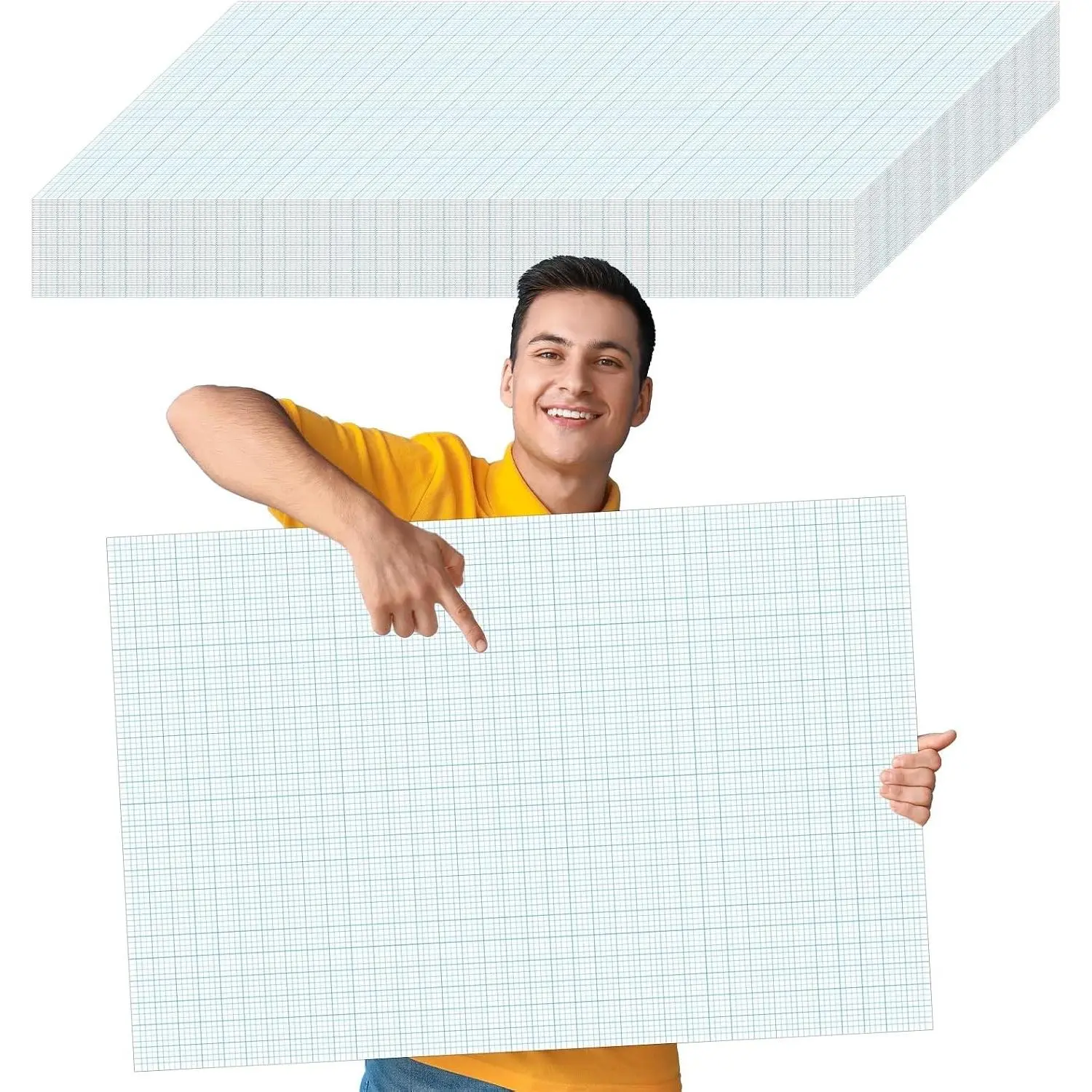 50 Sheets Large Graph Paper 24 X 36 in Graph Paper Pad 1/4 in Ruled Large Grid Paper Sheet Blueprint Paper Engineering Paper Poster for Architect Designer Mathematician Draftsman(White Blue)