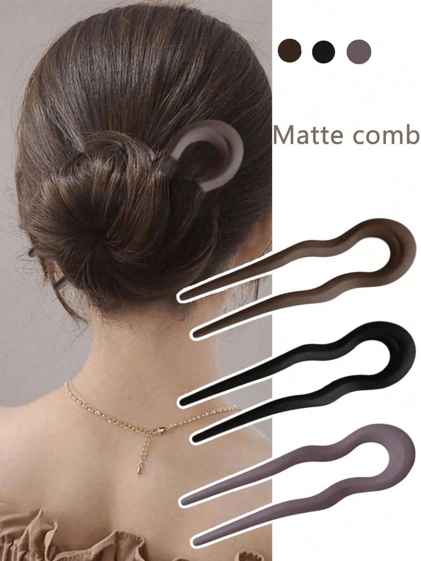 French Twist Spin Hair Forks, U-Shaped Hair Clips, Suitable For Spiral Buns, Tortoiseshell, Fashionable Flexible & Durable Women Hair Accessories