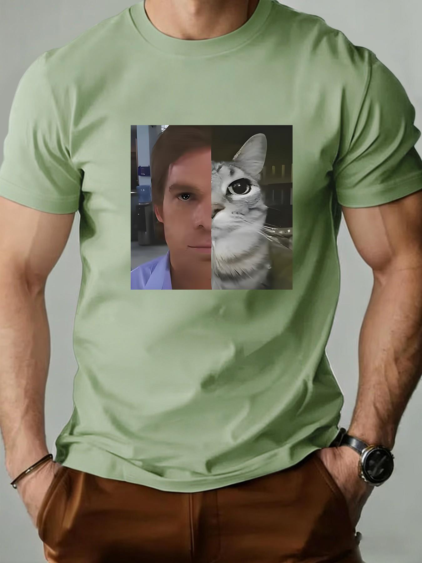 Men's Round Neck T-Shirt, Creative Geometric Print, Slim-Fit Retro Style, Casual Long Sleeve, Perfect for Daily Wear, Gifts, Events