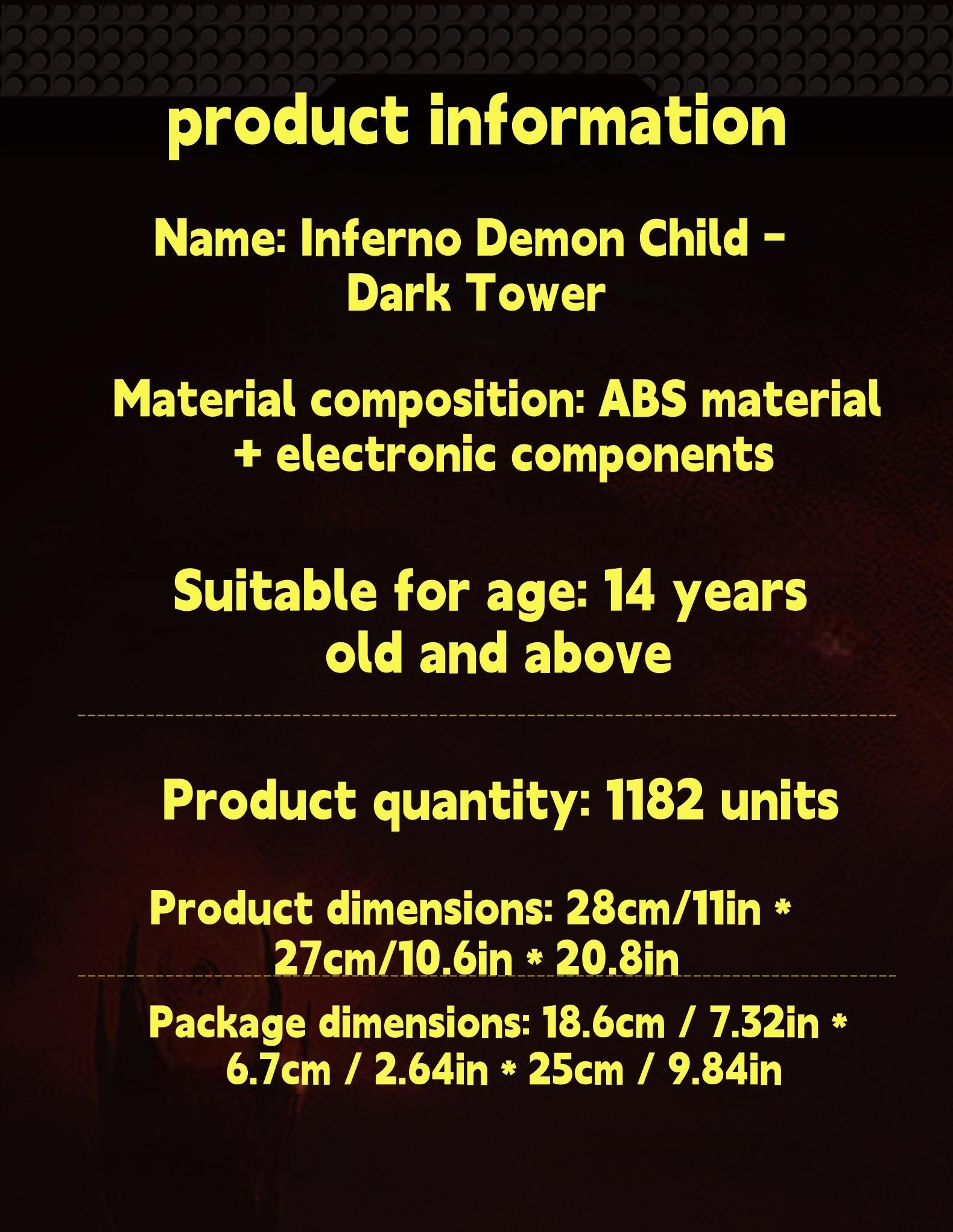 Pl6001 Dark Dragon and Magic Tower Castle Building Set, Model Kit, Creative Decor Statue, LED Light, Ideal Gift for Collectors