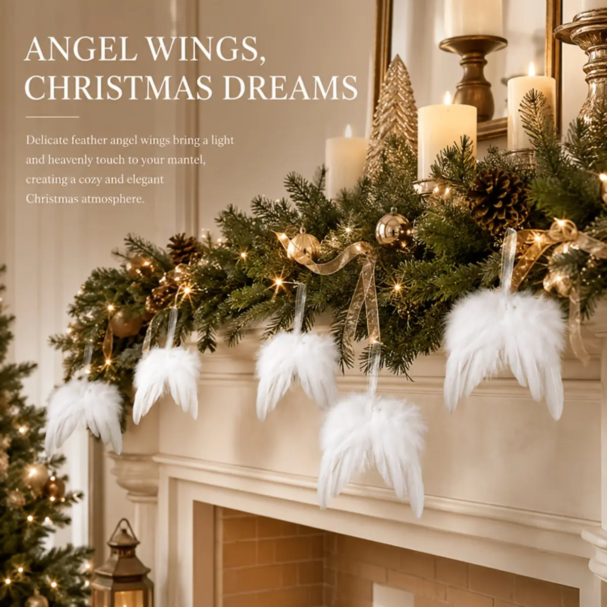 Trending 9 Pack Large Angel Feather Wings Ornaments - Must-Have Aesthetic Real Goose Down Tree Hanging Decor, Viral Romantic Wings Game Changer for Wreaths, Mantel, Wedding & DIY Crafts