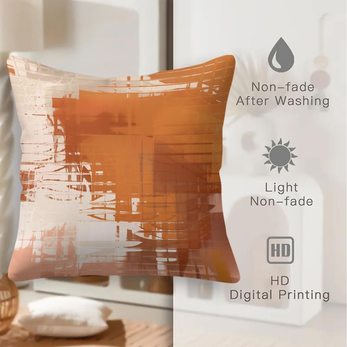 Orange Abstract Brush Stroke Throw Pillow, Modern Art Cushion, Boho Aesthetic Accent Pillow (Includes Pillow Core), Decorative Pillow for Bedroom, Sofa & Dorm