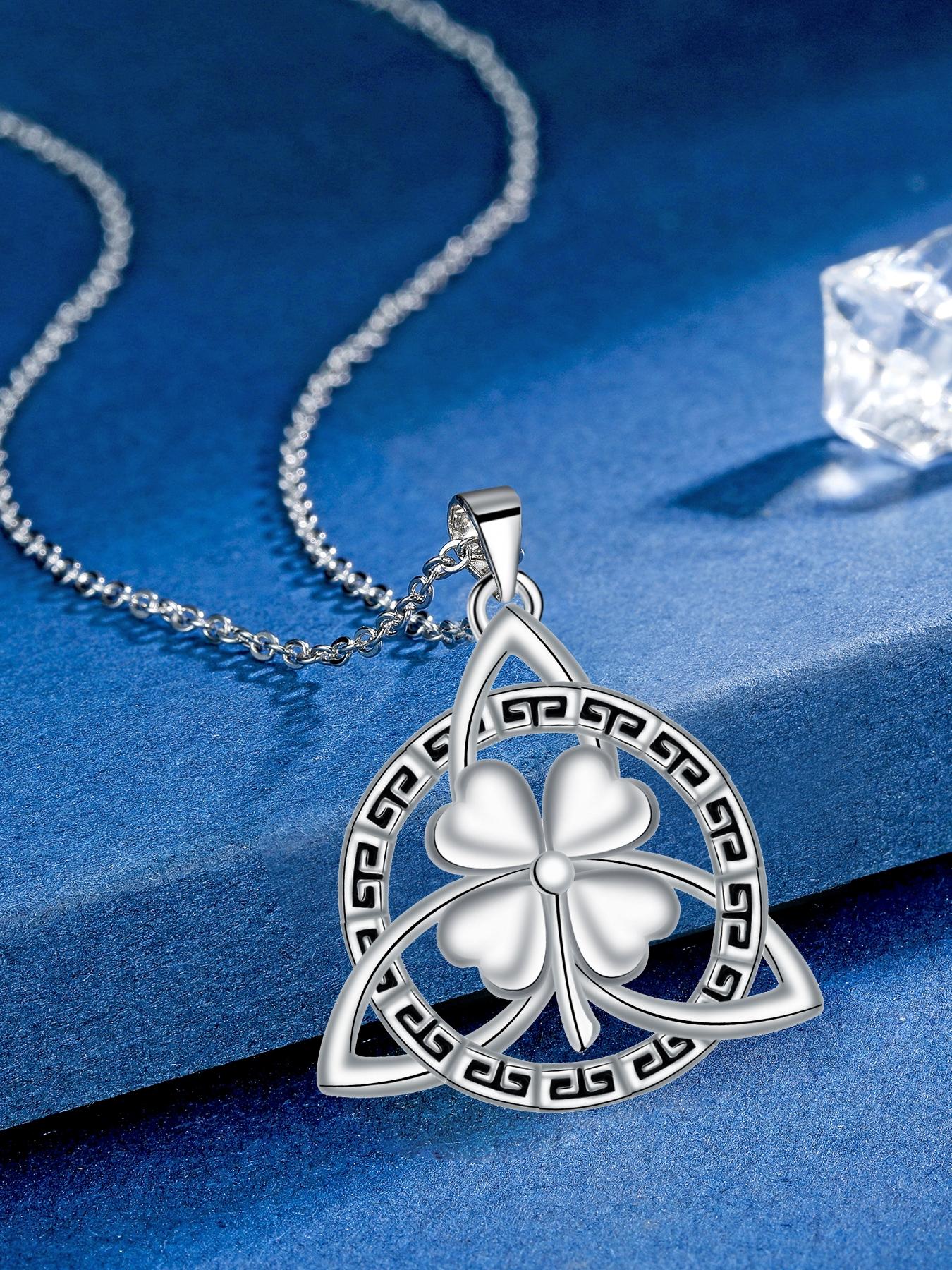 Lucky Leaf Protection Knot Necklace for Women, Leaf Clover Charm