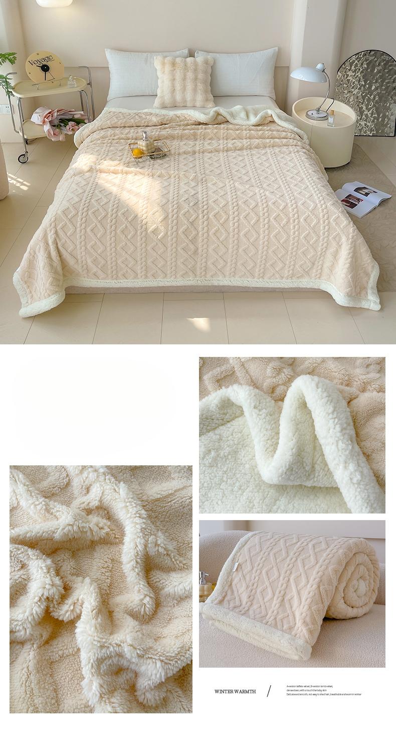 Plaid Velvet Lamb Fleece Blanket, Double-Sided Thick Warm, Chunky Blanket, Winter Sofa Use, Student Dorm Nap Cover, Cozy and Comfortable
