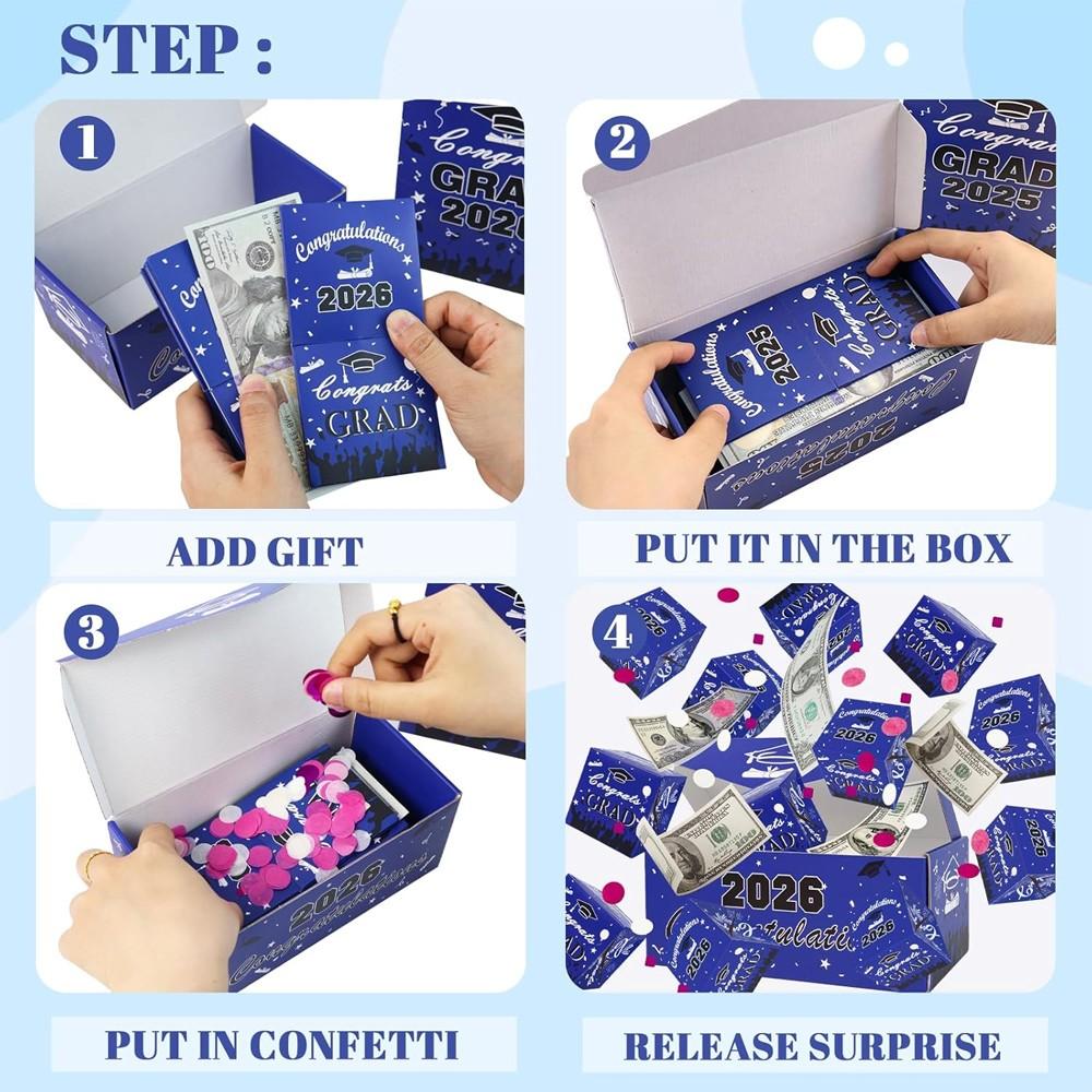 12/16 Bounce Surprise Gift Box, Unique Foldable Envelope, Colorful Confetti, Birthday Anniversary Valentine Proposal Cash Explosion Luxury