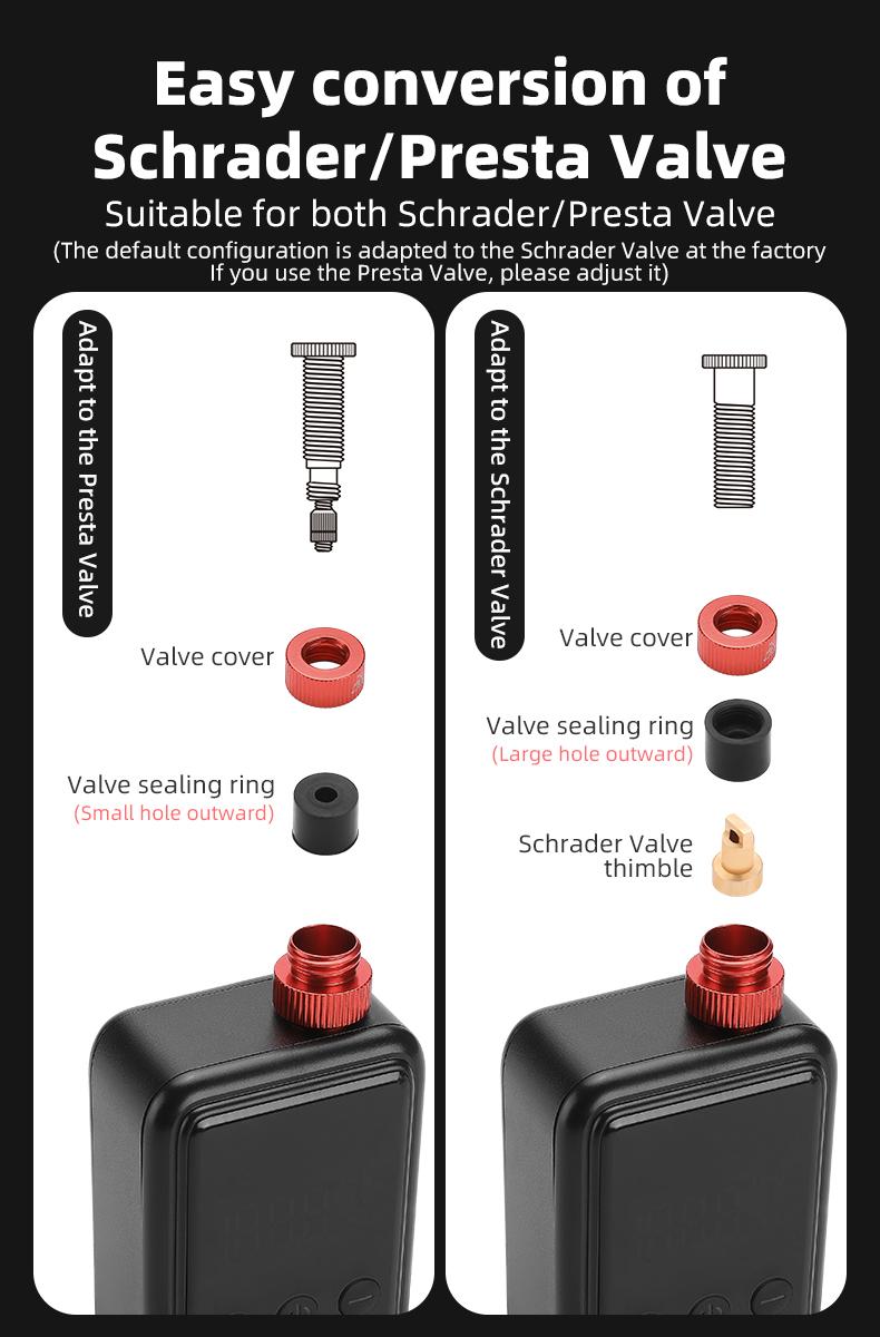 ROCKBROS Mini Bike Pump Portable Bike Tire Pump 150PSI Auto Shut-Off Air Pump with Presta and Schrader Valves Smart Air Inflator Mini Air Compressor for Bicycle and Balls